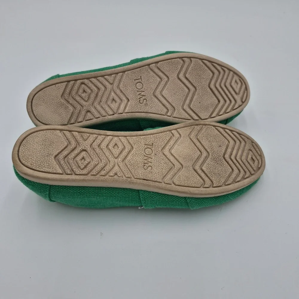 TOMS Womens Classic Alpargata Green Textile Slip On Loafers Shoes Size 5.5